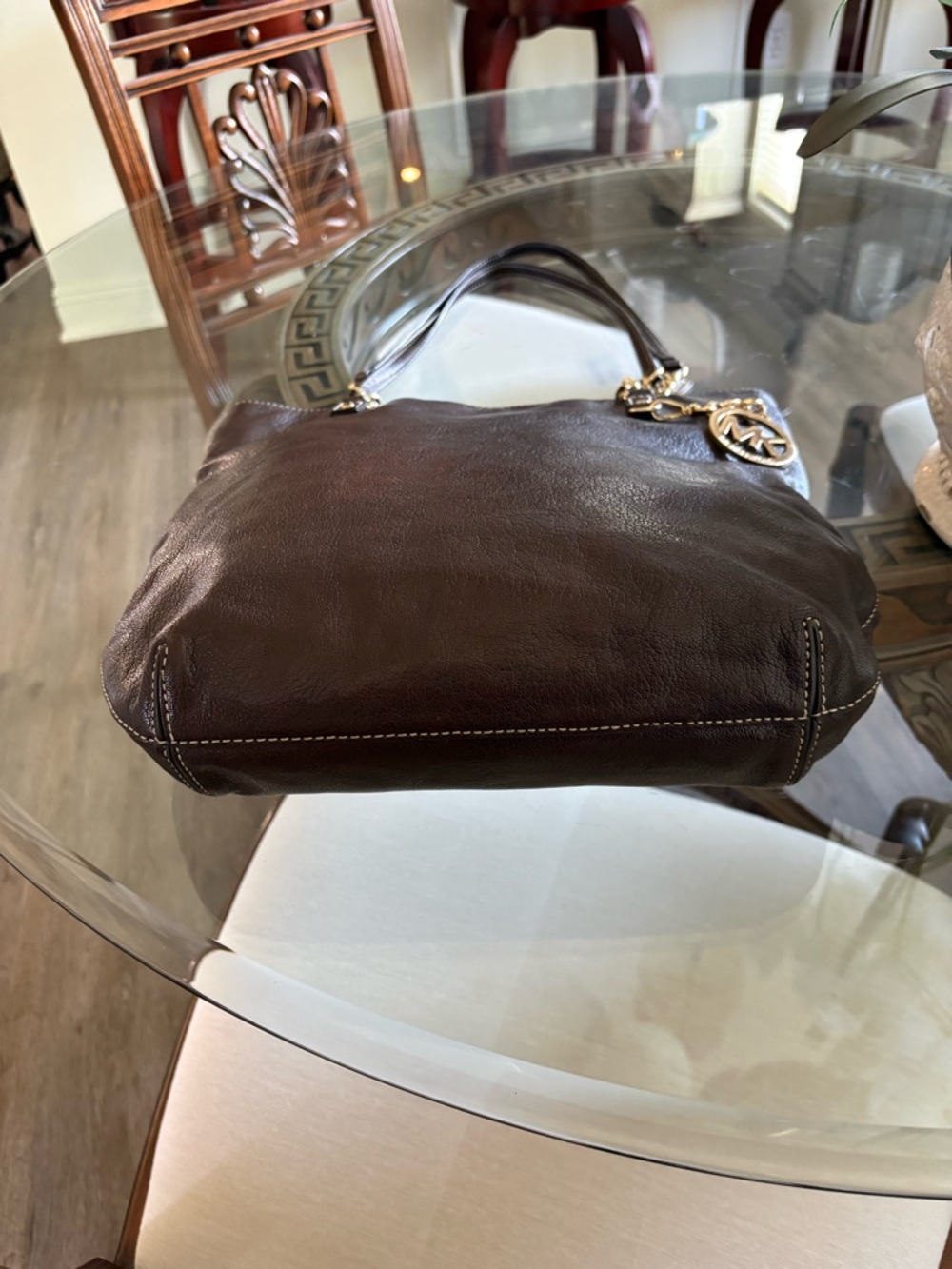 🤎🤎MICHAEL KORS JET SET TEXTURED BROWN LEATHER TOTE/SHOULDER BAGl🤎🤎 - Picture 3 of 7